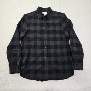 Calvin Klein Flannel Shirt Men's M Medium Black Check Long Sleeve EUC Old Money